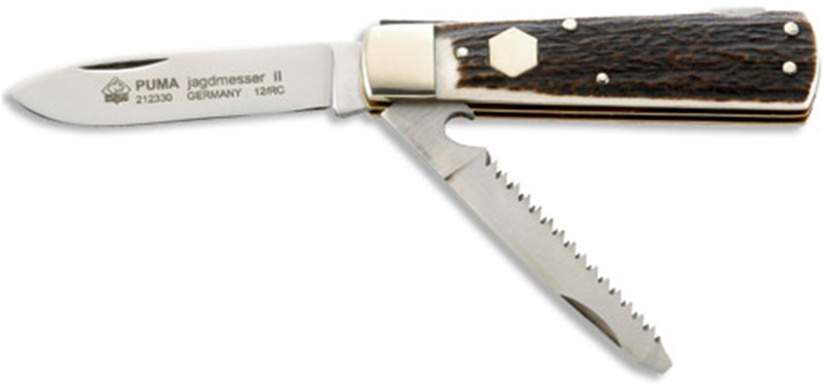 Puma Jagdtaschenmesser II Stag Handle German Made Hunting Pocket Knife II - Special Order Please Allow 24+ Weeks for Delivery