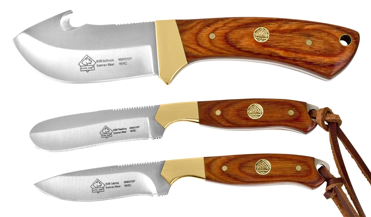 Puma SGB Trophycare Knife Set Pakkawood with Leather Sheath