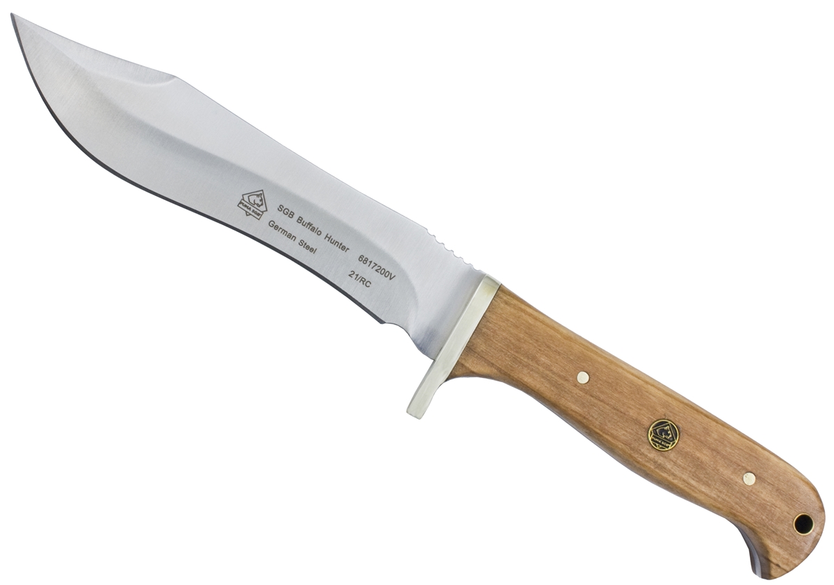 Puma SGB Buffalo Hunter Olive Wood Hunting Knife with Leather Sheath