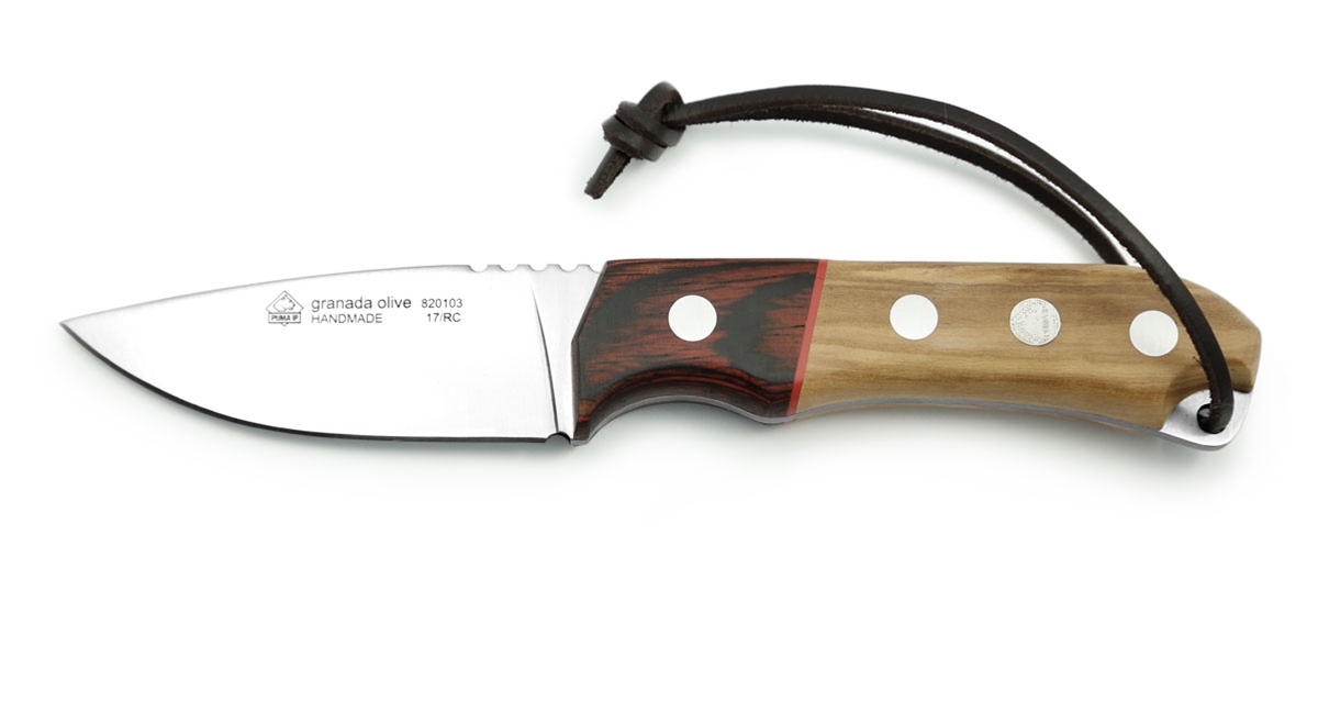 Puma IP Granada Olive Wood Spanish Made Hunting Knife with Leather Sheath - Special Order Please Allow 24 + Weeks for Delivery