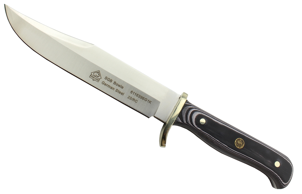 Puma SGB Bowie Black G10 Hunting Knife with Leather Sheath