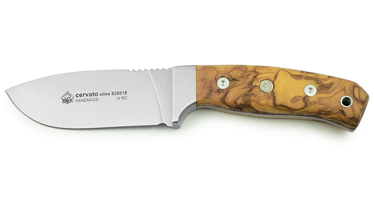 Puma IP Cervato Olive Wood Handle Spanish Made Hunting Knife With Leather Sheath - Special Order Please Allow 24+ Weeks for Delivery