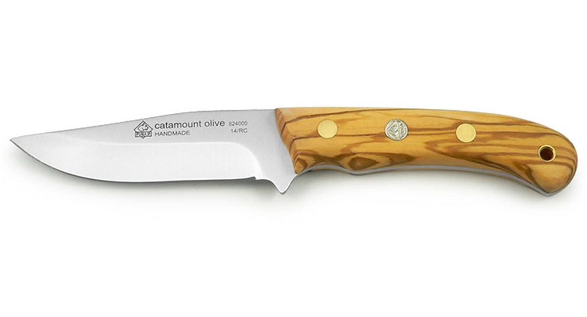 Puma IP Catamount Olive Spanish Made Hunting Knife with Leather Sheath