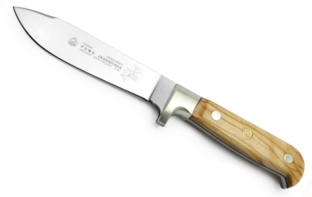 Puma Jagdnicker Olive Wood German Hunting Knife with Leather Sheath - Special Order Please Allow 24+ Weeks for Delivery