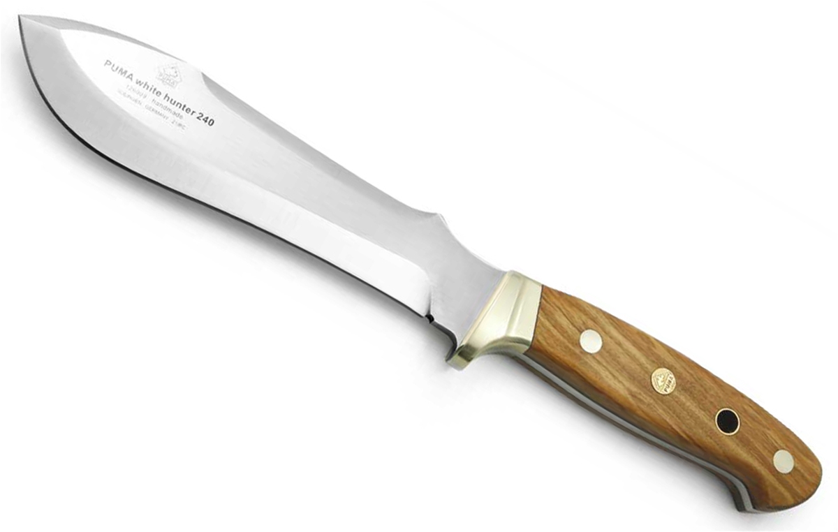 Puma German Made White Hunter 240 Olive Wood Hunting Knife with Leather Sheath