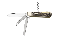 Puma Jagdtaschenmesser Stag Horn German Made Hunting Folder with Blade, Saw, Gutting Blade and Cork Screw