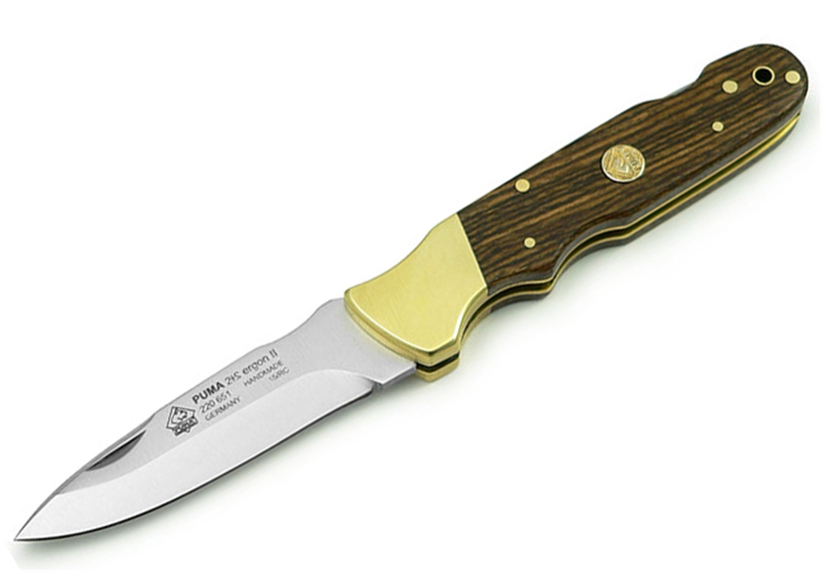 Puma 2+2 Ergon II Wood Handle German Made Folding Hunting Knife