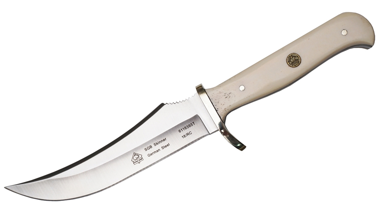 Puma SGB Skinner Smooth White Bone Hunting Knife with Leather Sheath