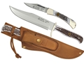 Puma SGB Bowie / Whitetail Commando Stag Outdoorsman Combo  with Leather Sheath (2 Knife Set)