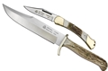 Puma SGB Bowie / Whitetail Natural Stag Outdoorsman Combo  with Leather Sheath (2 Knife Set)