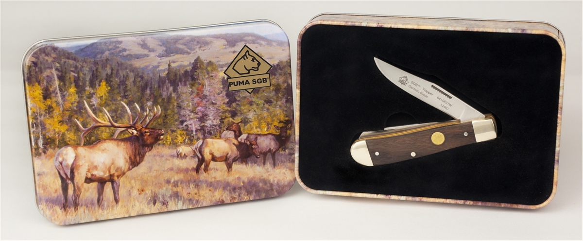 PUMA SGB Trapper Jacaranda Wood Folding Pocket Knife with Gift Tin