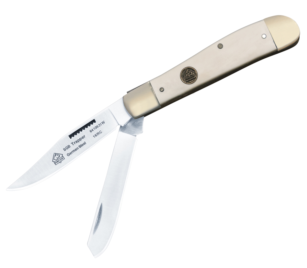 Puma SGB Trapper Smooth White Bone Folding Pocket Knife - Buy One Get One Free Free Knife will be added to the order