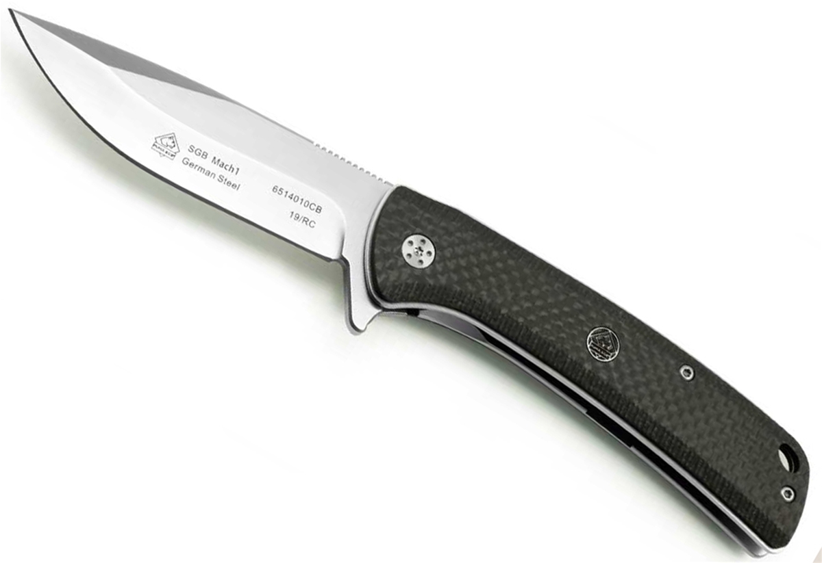Puma SGB Mach1 Black Carbon Fiber Ceramic Ball Bearing Folding Knife