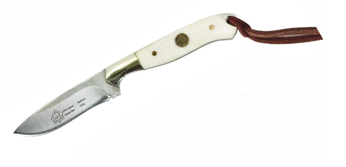 Puma SGB Caping Smooth White Bone Knife with Leather Sheath