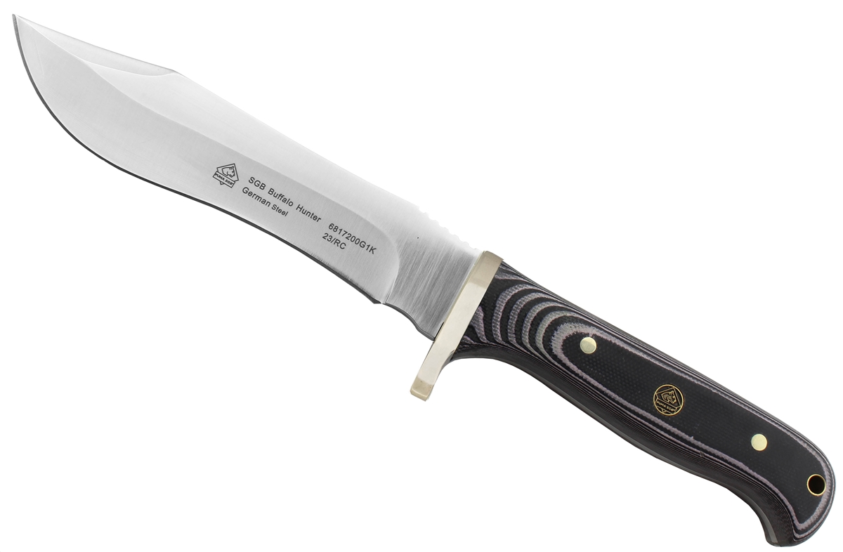 Puma SGB Buffalo Hunter Black G10 Fixed Blade Hunting Knife with Leather Sheath