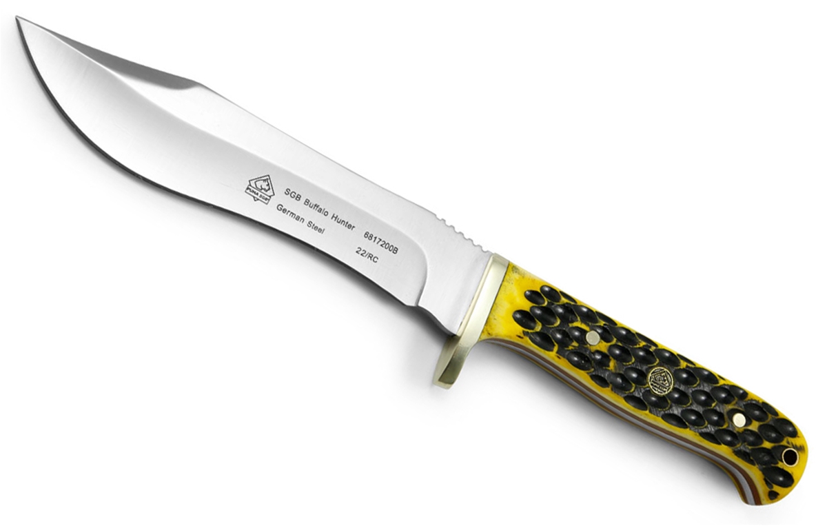 Puma SGB Buffalo Hunter Jigged Bone Hunting Knife with Leather Sheath