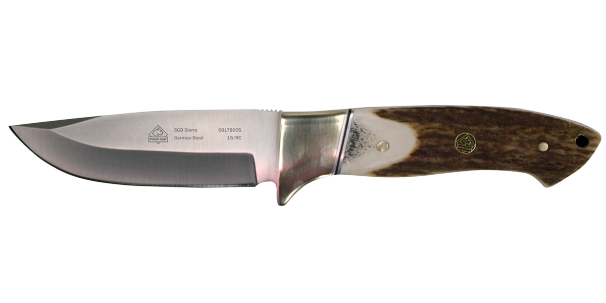 Puma SGB Sierra Stag Fixed Blade Hunting Knife with Leather Sheath