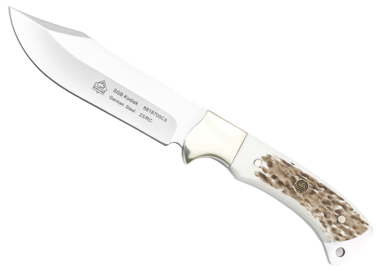Puma SGB Kodiak POM Commando Stag Hunting Knife with Leather Sheath