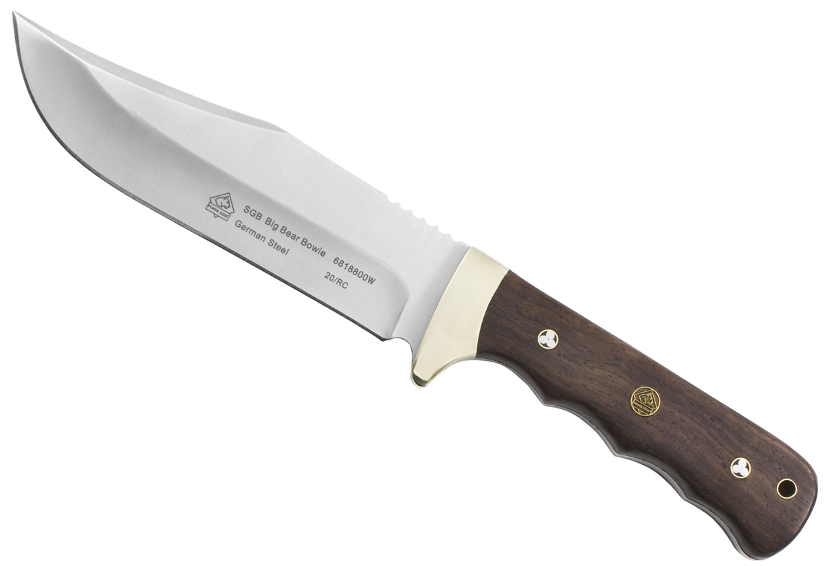 Puma SGB Big Bear Bowie Jacaranda Wood Hunting Knife with Molded Brown Leather Sheath