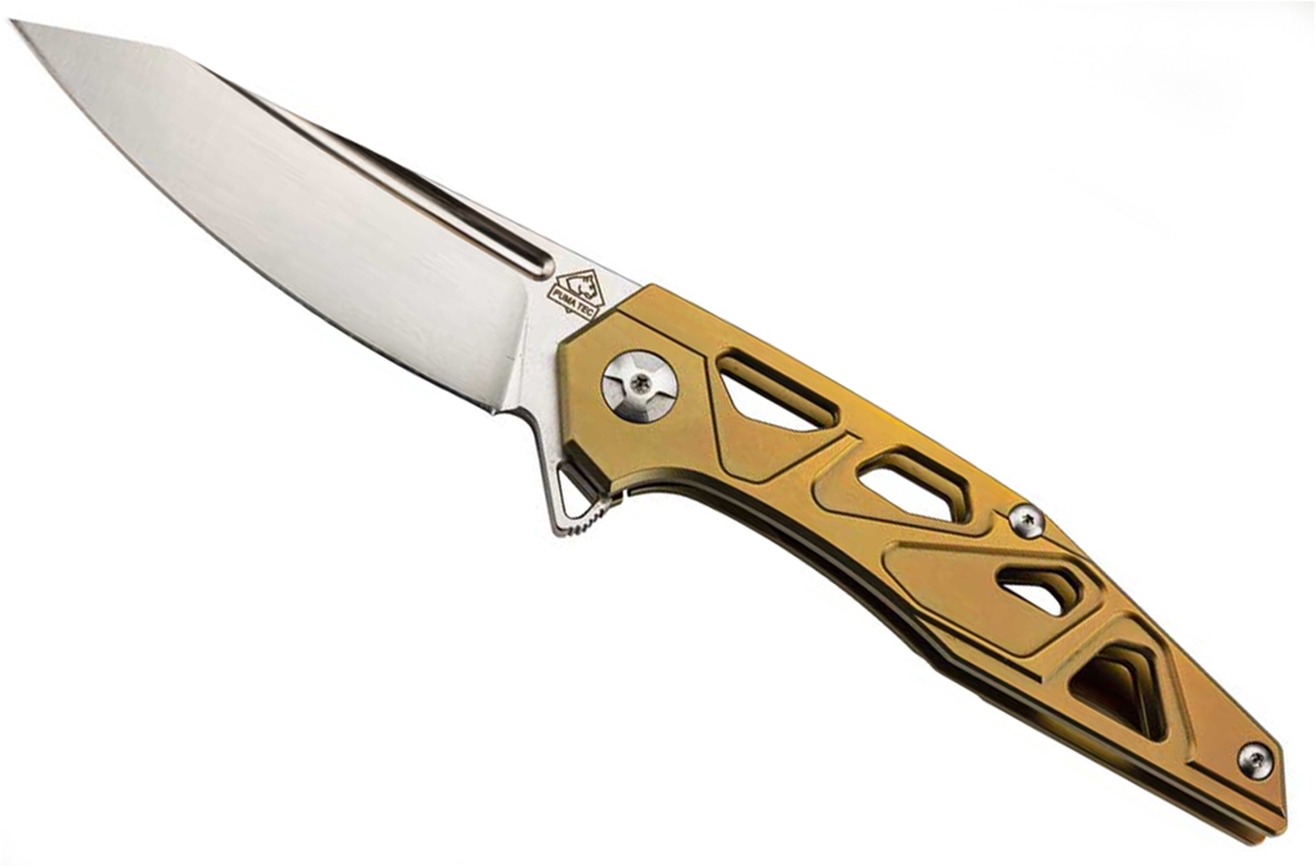 Puma TEC One-Hand Titanium Bronze Finish Folding Knife with Clip