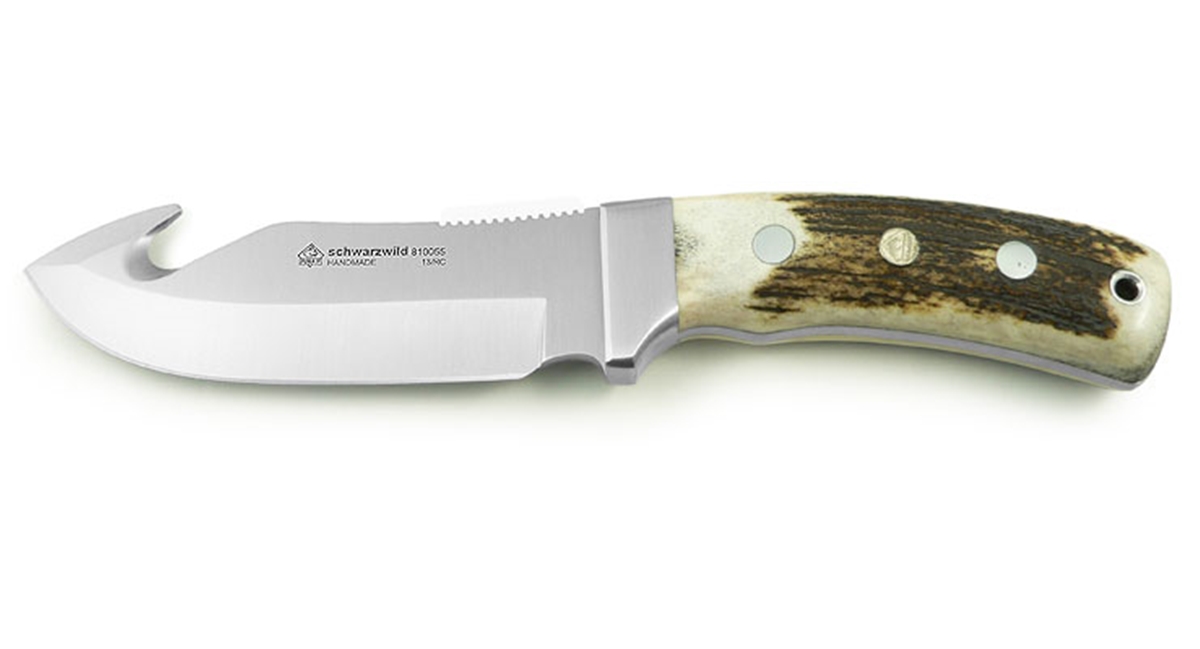 Puma IP Schwarzwild Stag Handle Spanish Made Hunting Knife With Leather Sheath