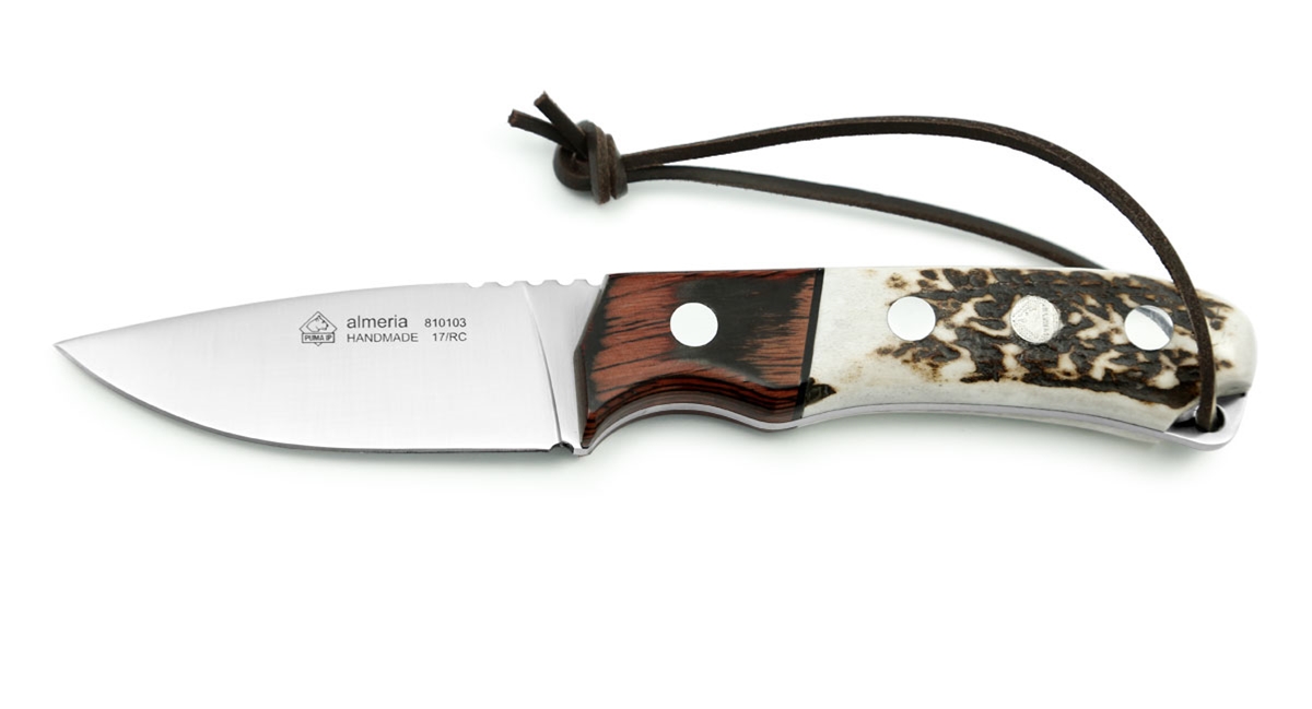 Puma IP Almeria Staghorn and Palisander Wood Spanish Made Hunting Knife with Leather Sheath