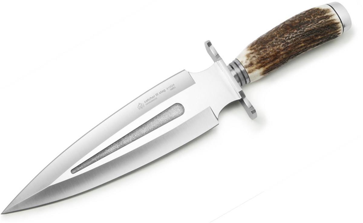 PUMA IP Catcher III (double-edged blade) Spanish Made Hunting Knife with Leather Sheath