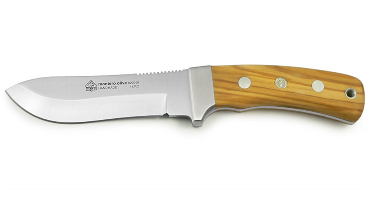 Puma IP Montero Olive Wood Handle Spanish Made Hunting Knife With Leather Sheath
