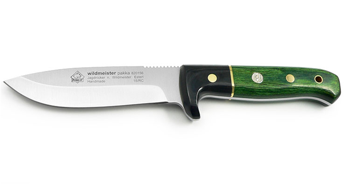 Puma IP Wildmeister Pakka Wood Handle Spanish Made Hunting Knife With Leather Sheath
