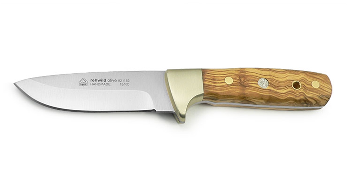 Puma IP Rehwild Olive Wood Handle Spanish Made Hunting Knife With Leather Sheath