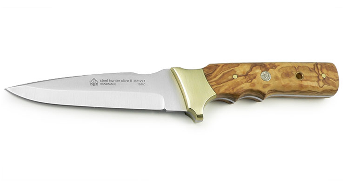 Puma IP Steel II Olive Wood Handle Spanish Made Hunting Knife With Leather Sheath
