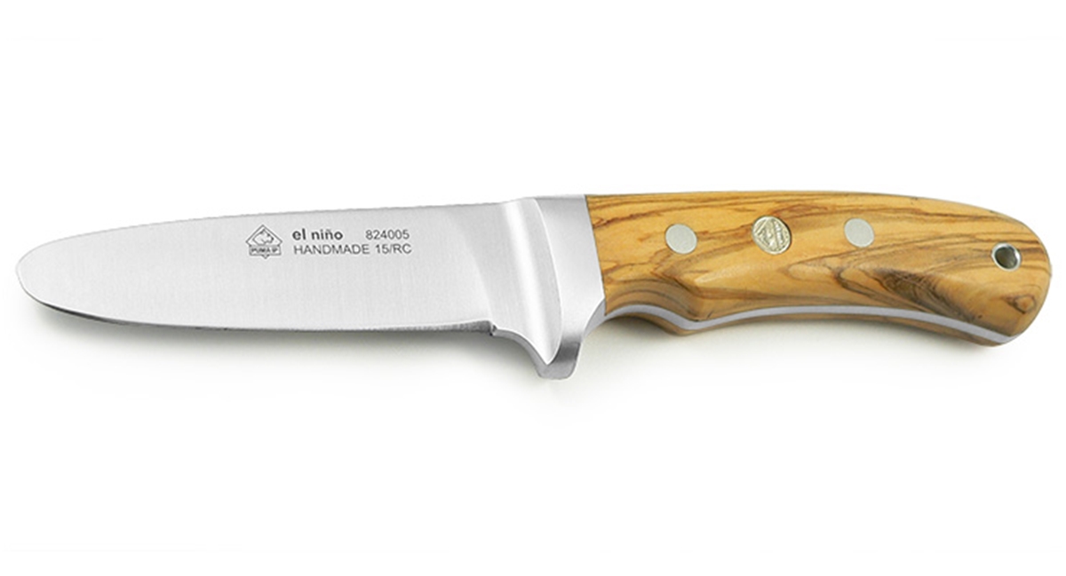 Puma IP El Nino Integral Olive Wood Hunting Knife with Leather Sheath (Youth Knife)