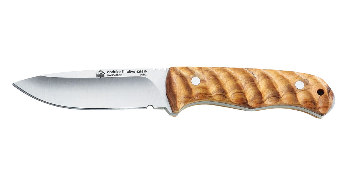 Puma IP Ondular III Olive Wood Hunting Knife with Leather Sheath