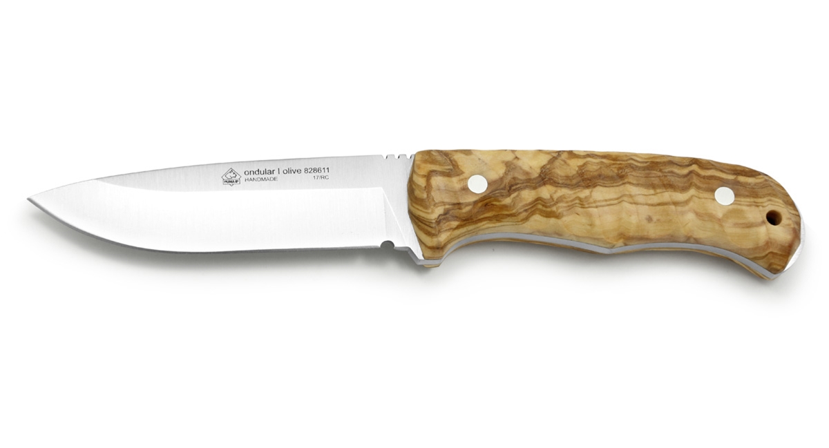 Puma IP Ondular I Olive Wood Handle Spanish Made Hunting Knife with Leather Sheath