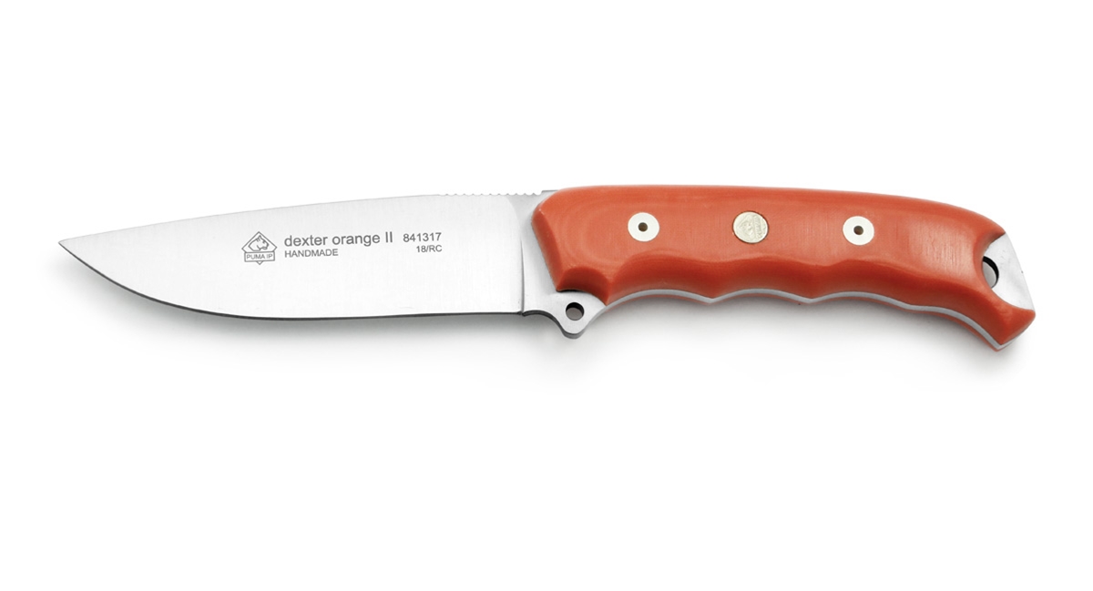 Puma IP Dexter Orange II Micarta Spanish Made Hunting Knife with Leather Sheath