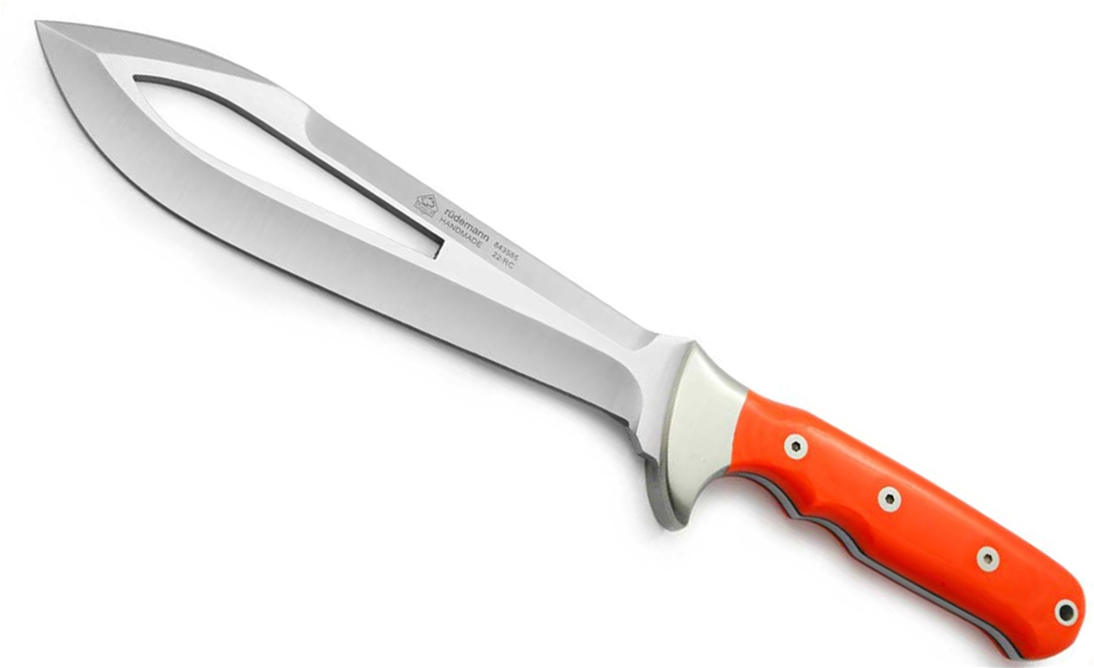 Puma IP Rudemann Orange Micarta Hunting Knife with Leather Sheath