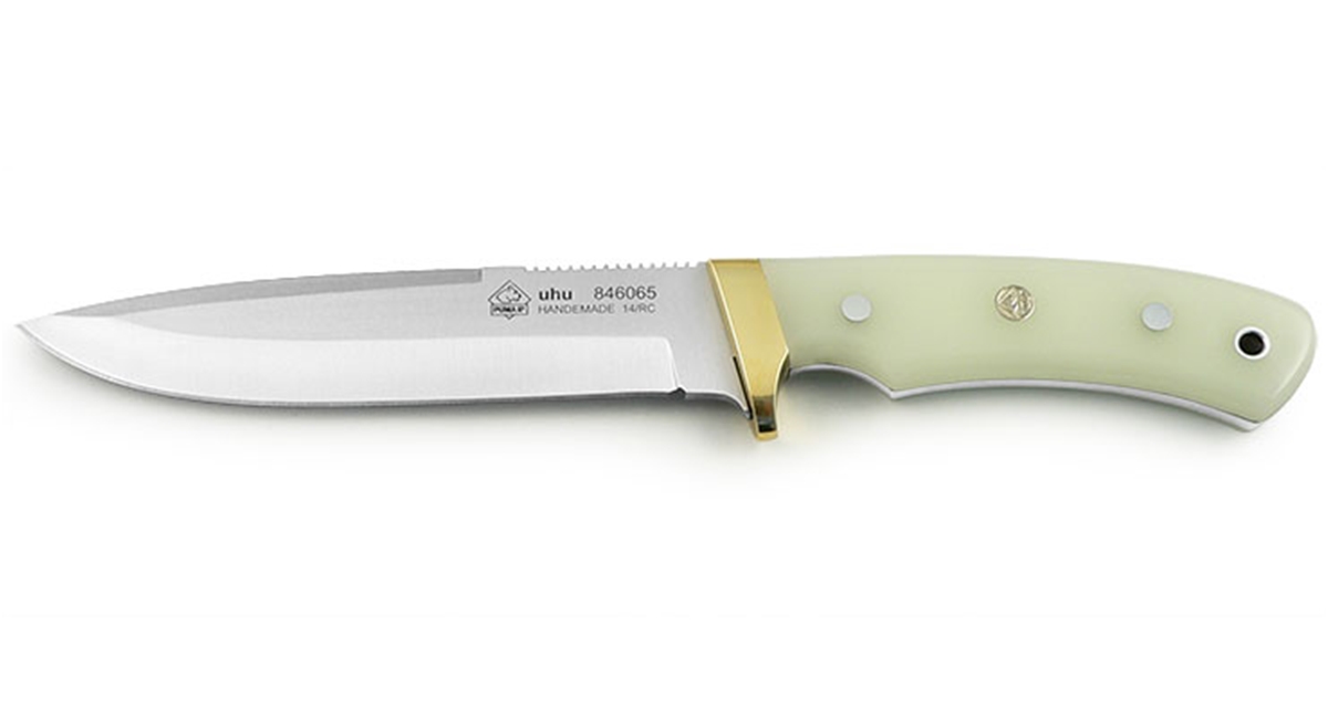 Puma IP Uhu Fluorescent Acrylic Handle Spanish Made Hunting Knife with Leather Sheath