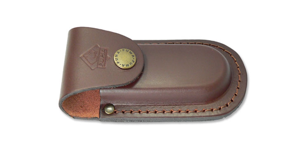 Puma German Brown Leather Belt Pouch / Sheath for Folding Knives (4" Folder) - Special Order Please Allow 24+ Weeks for Delivery