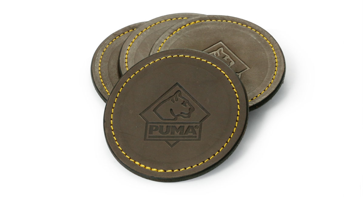 Puma Leather Coaster with Gold Stitch (Set of 4)