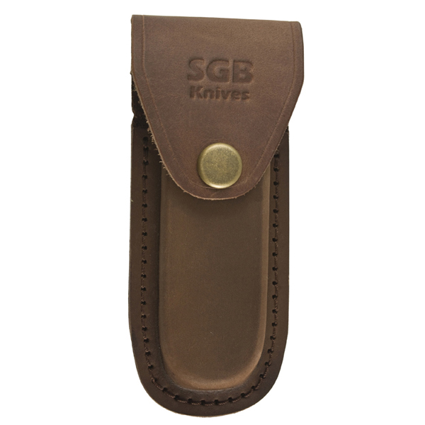 SGB Knives Brown Leather Belt Pouch / Sheath for Folding Knives (4" Folder)