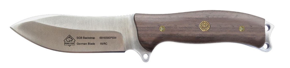 PUMA SGB Backstrap Wood Hunting Knife with Leather Sheath