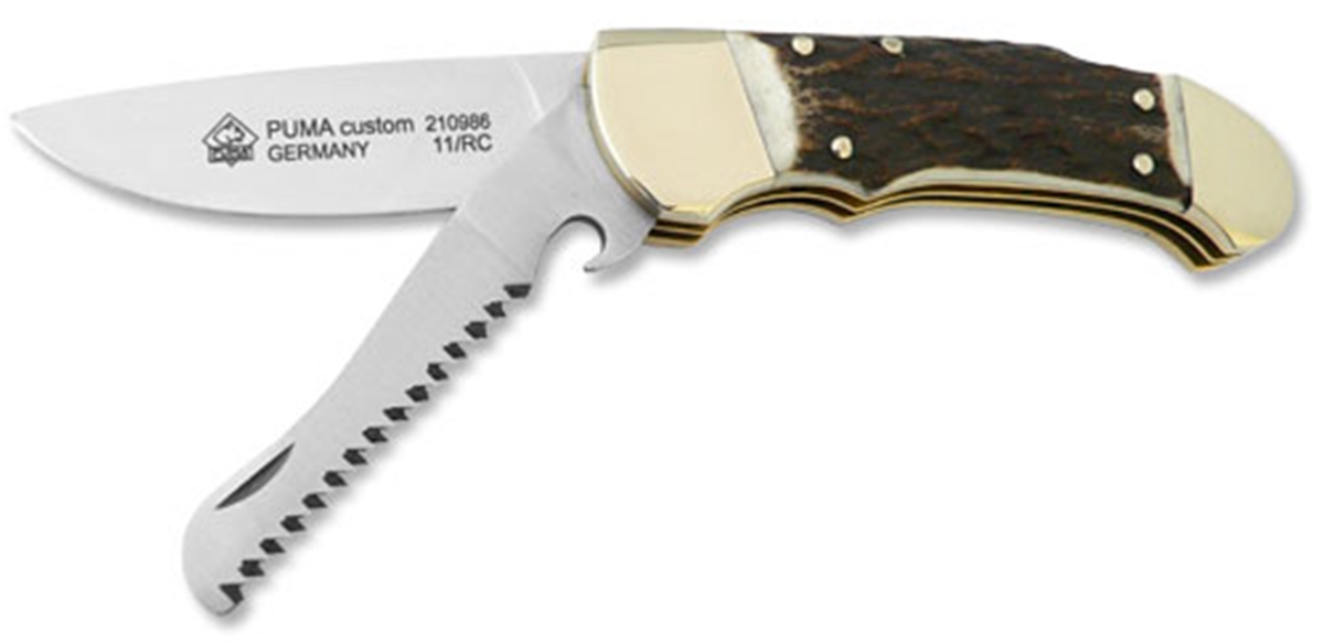 Puma Custom with Saw Stag Handle German Made Folding Hunting Knife