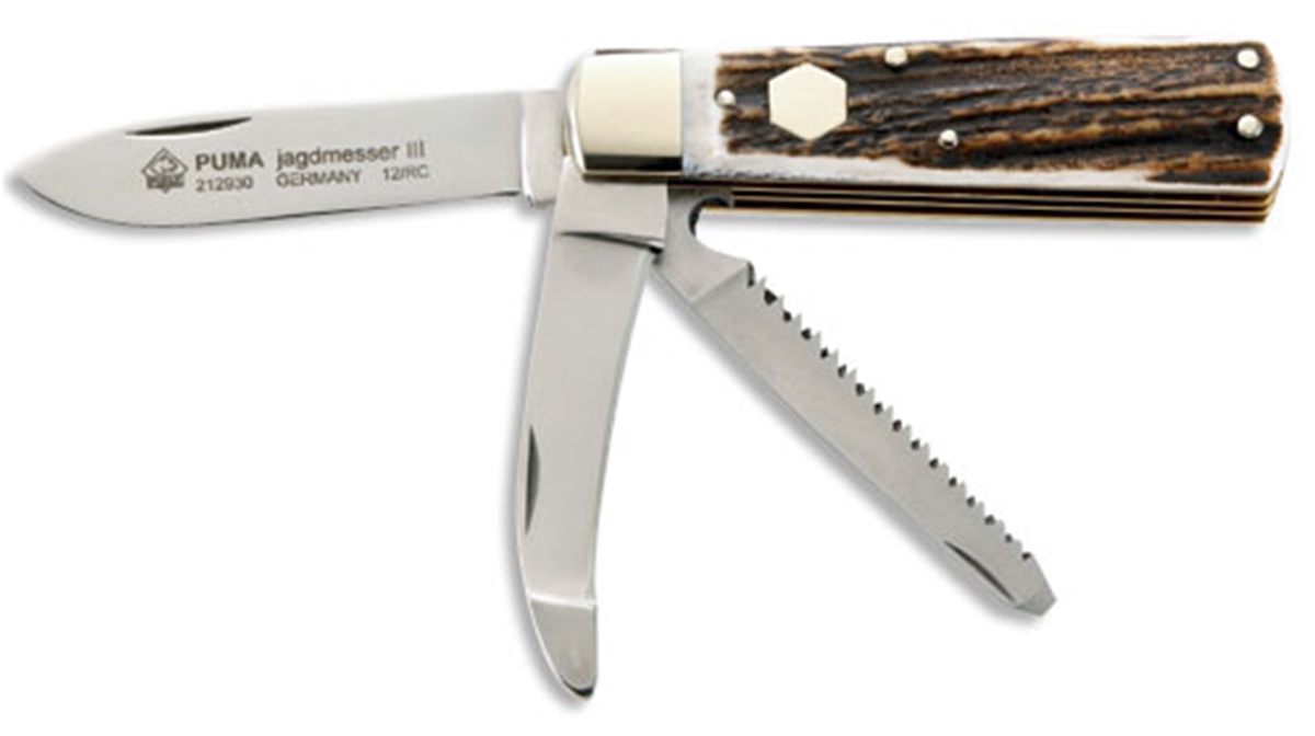 Puma Jagdtaschenmesser III Stag Handle German Made Hunting Pocket Knife III