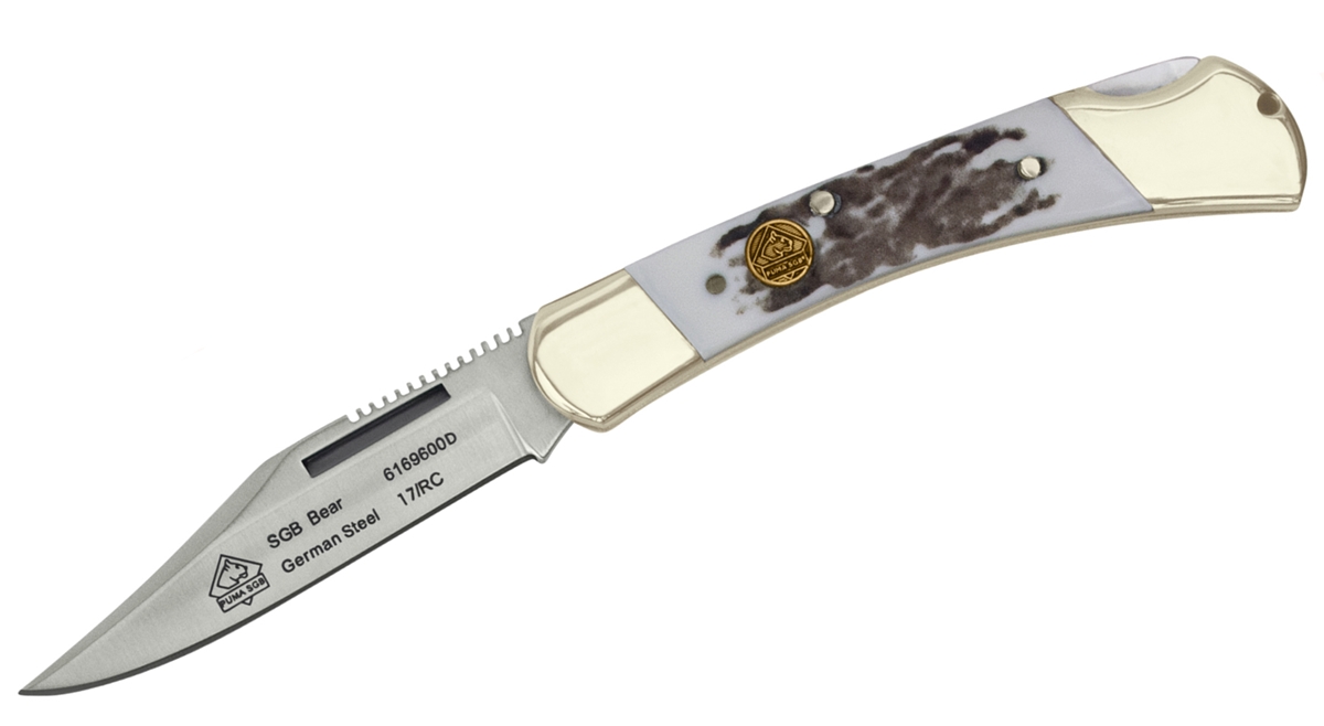 Puma SGB Bear POM Commando Stag Folding Pocket Knife