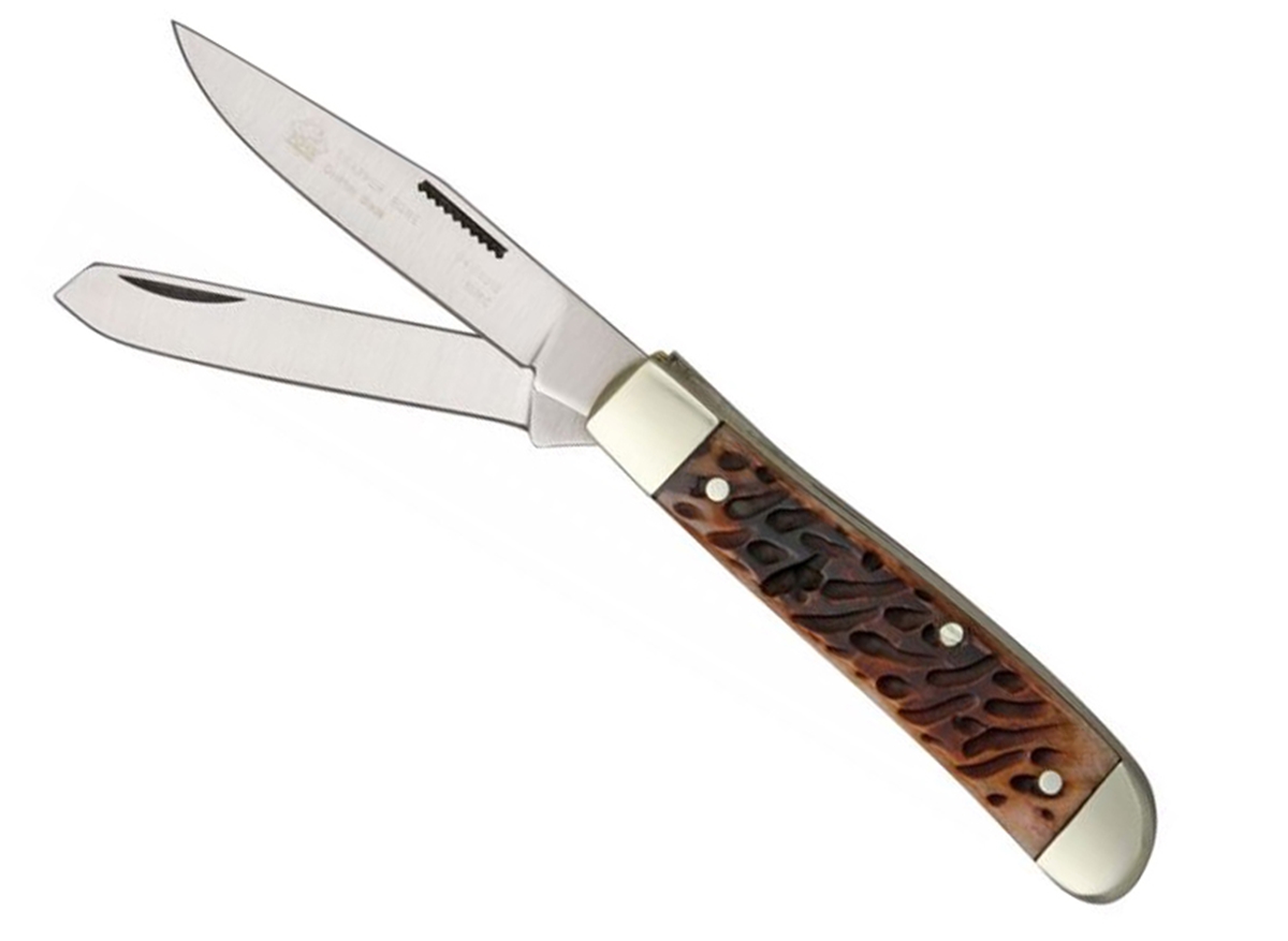 PUMA SGB Trapper Brown Jigged Bone Folding Pocket Knife