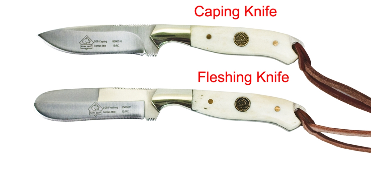 Puma SGB Trophy Care Set White Bone Knife Set with Leather Sheath
