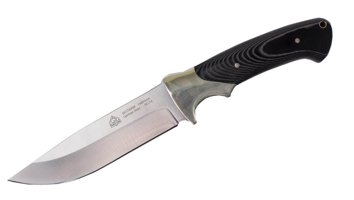 Puma SGB Halfmoon Micarta Hunting Knife with Ballistic Nylon/Leather Sheath