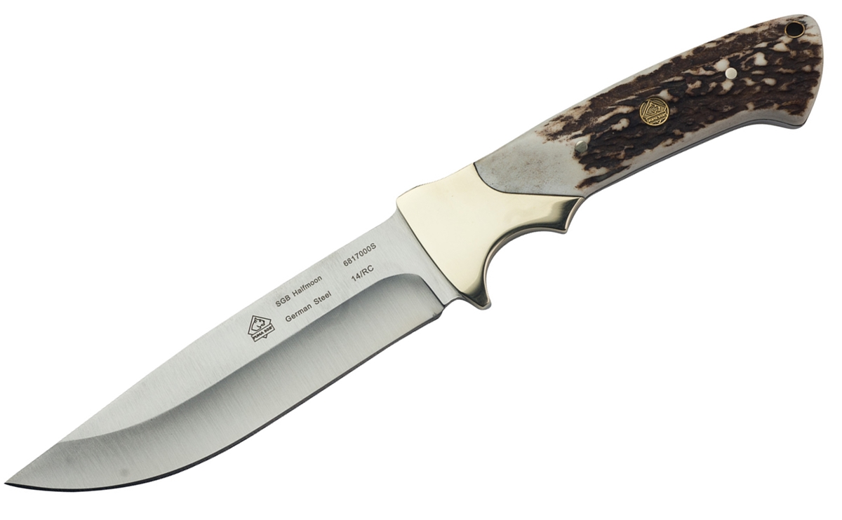 Puma SGB Halfmoon Stag Hunting Knife with Leather Sheath