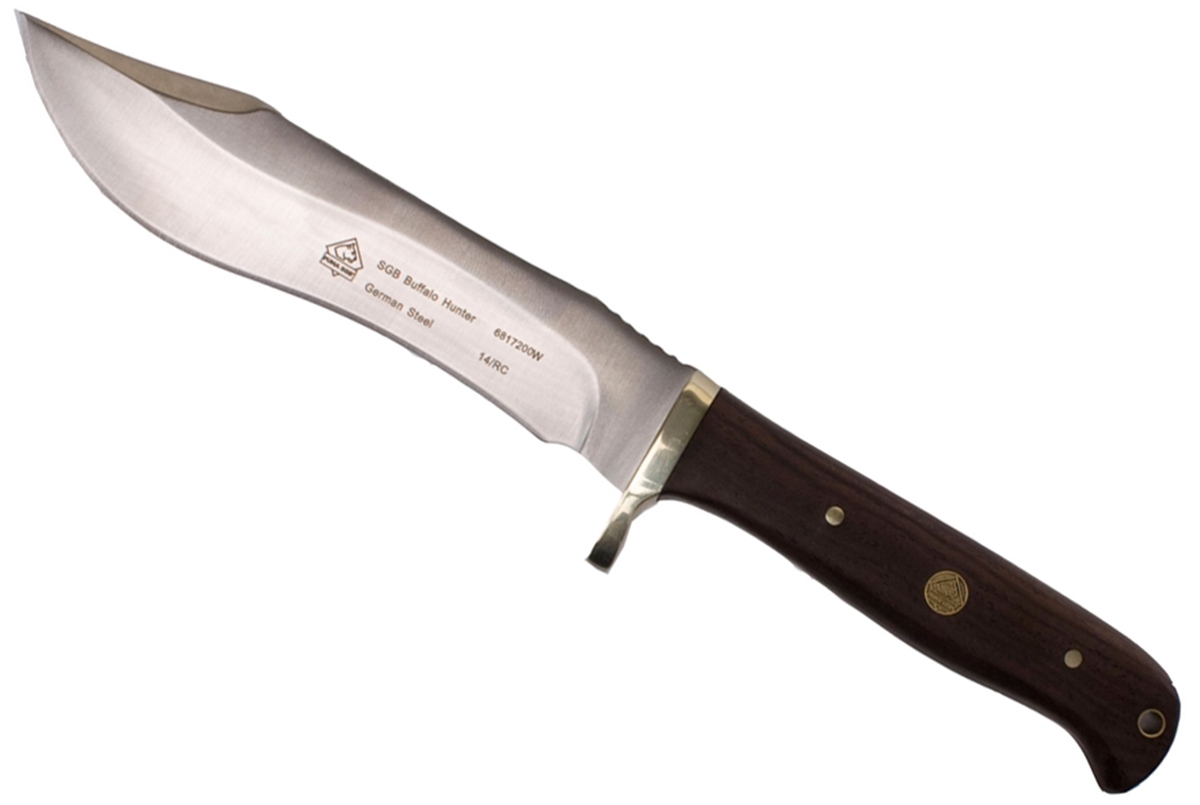 PUMA SGB Buffalo Hunter Wood Hunting Knife with Leather Sheath