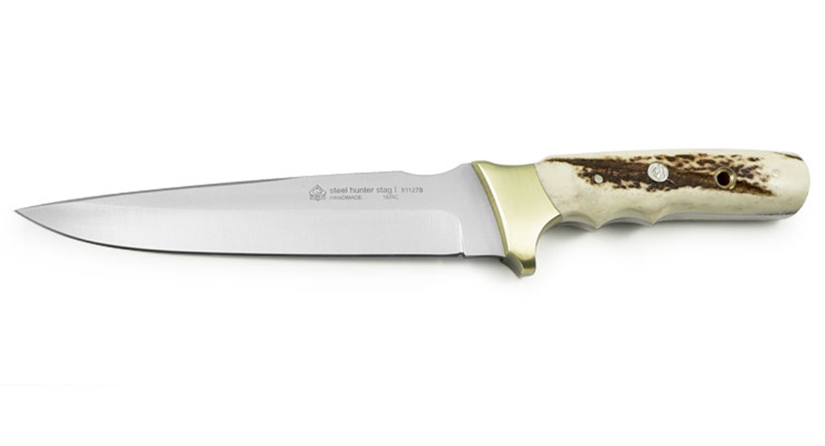 Puma IP Steel Hunter Stag I Handle Spanish Made Hunting Knife With Leather Sheath